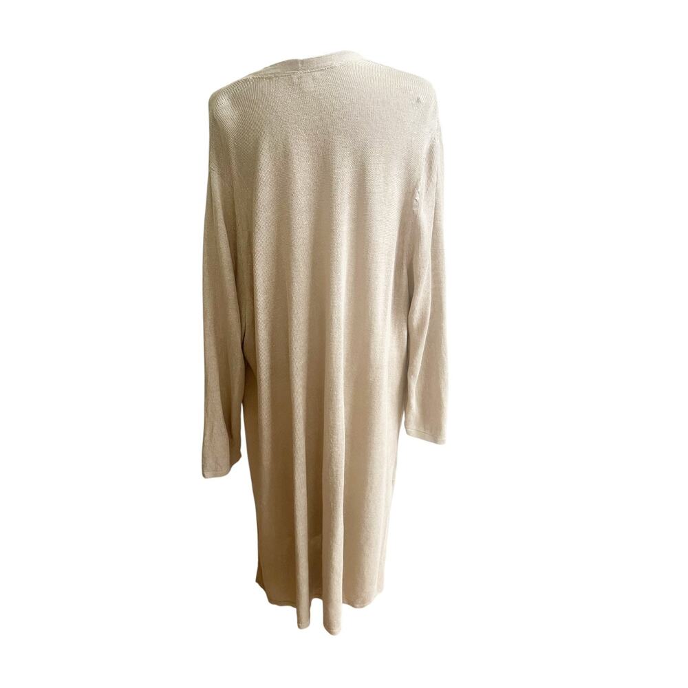 J.Jill Longline Cardigan Women 4X Tan Knit Linen Blend V-Neck Button Front Boho - Picture 2 of 10